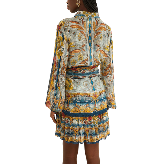 MOSAIC GARDEN MINI DRESS SOFT BLUE