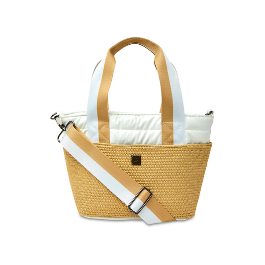 HIGHLINE BAG DUNE RAFFIA/WHITE PATENT