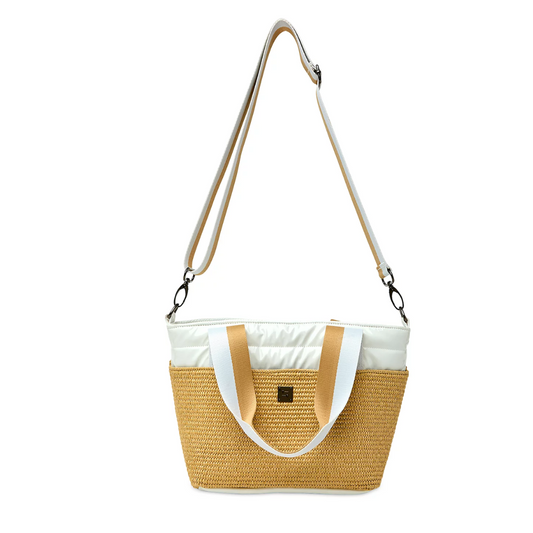 HIGHLINE BAG DUNE RAFFIA/WHITE PATENT