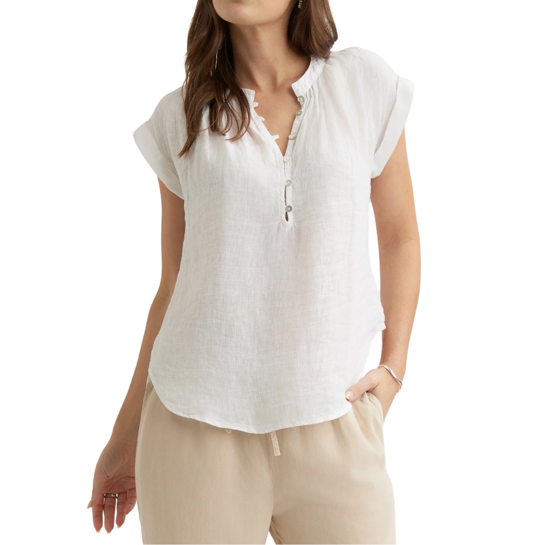SHORT SLEEVE CAP SLEEVE PULLOVER WHITE