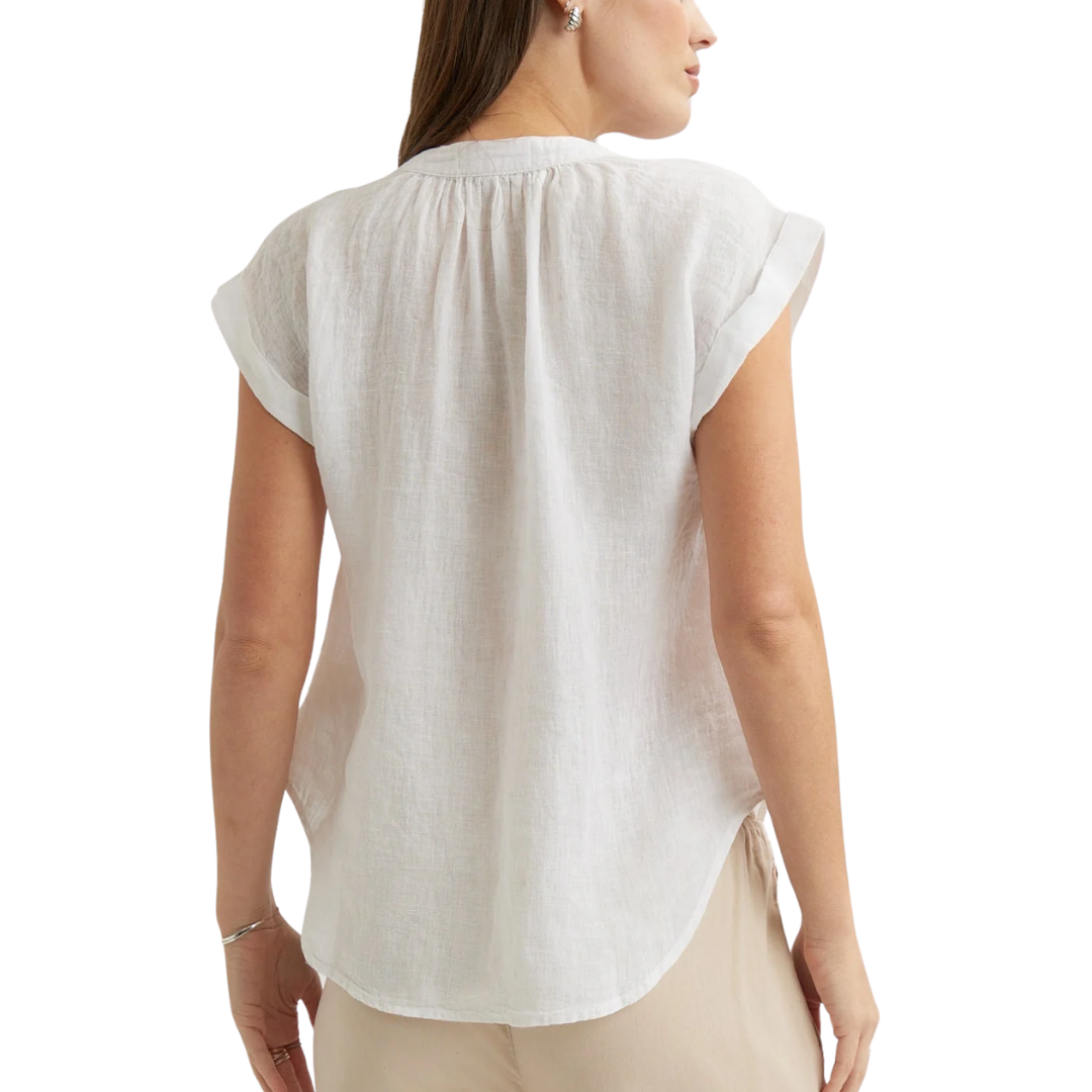 SHORT SLEEVE CAP SLEEVE PULLOVER WHITE