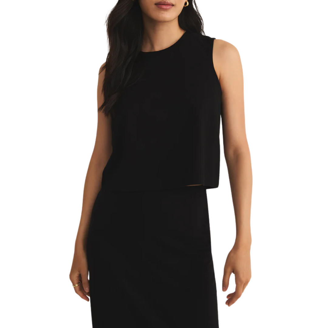 SLOANE JERSEY MUSCLE TANK TRUE BLACK