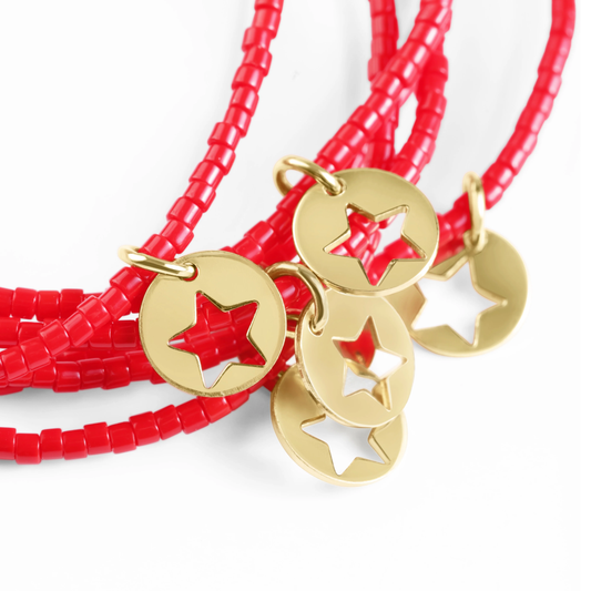 HOPE CLASSIC BRACELET BRIGHT RED - STAR SMALL DISC