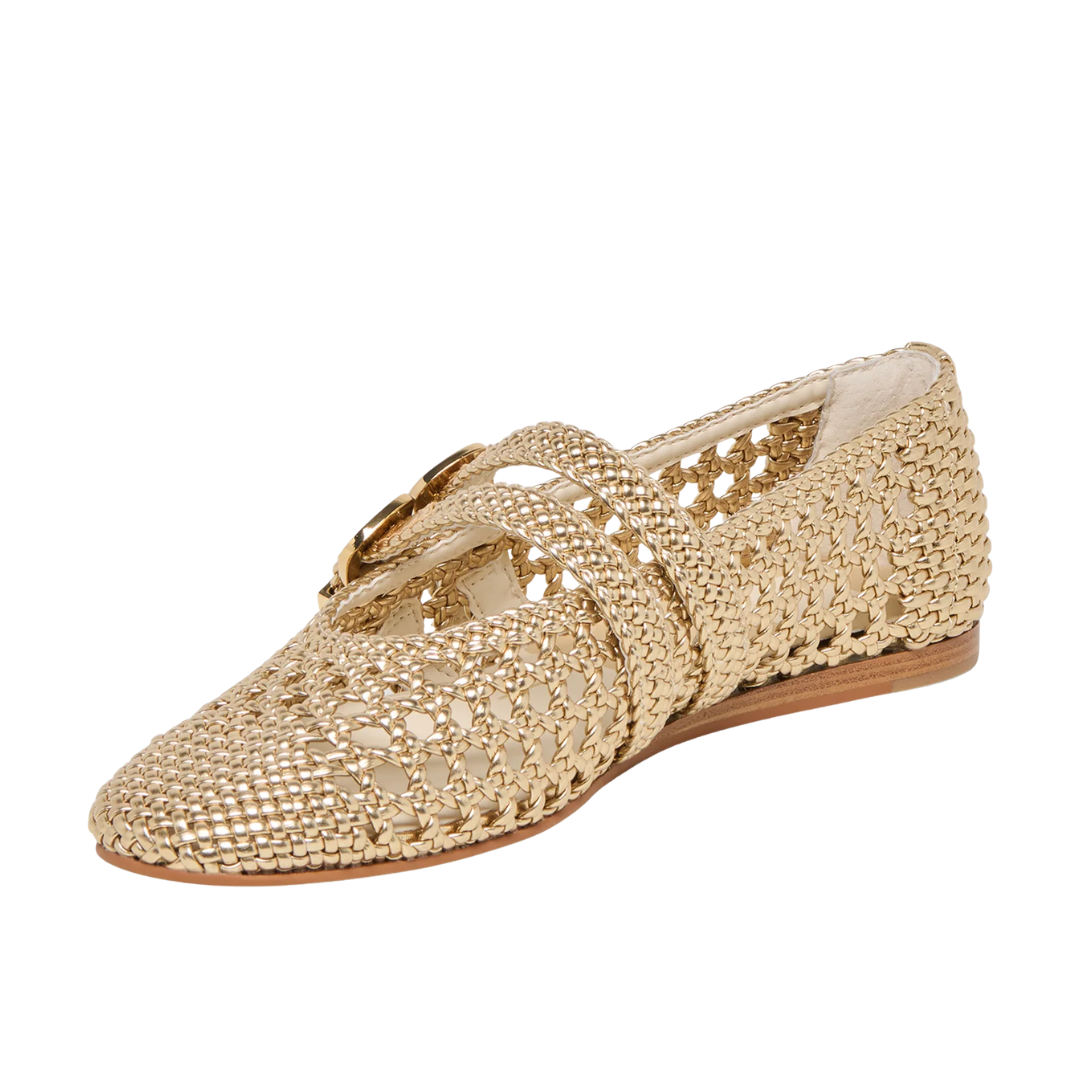 BAYLEE WOVEN BALLET FLAT GOLD