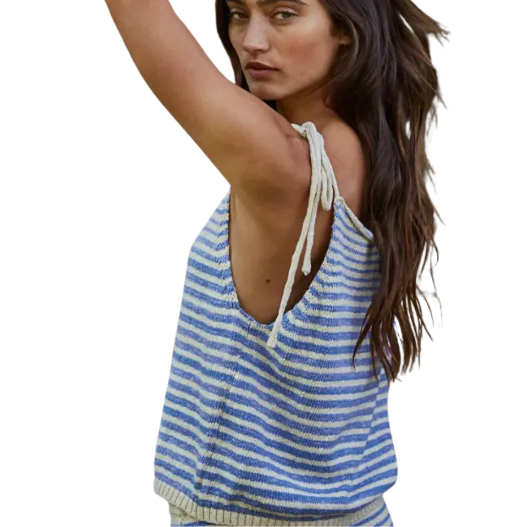 STRIPED SPAGHETTI STRAP TANK BLUE