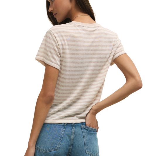 TOURIST STRIPED TEE NATURAL HEATHER