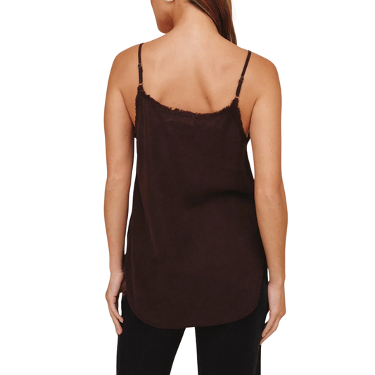 FRAYED CAMI DARK CHESTNUT