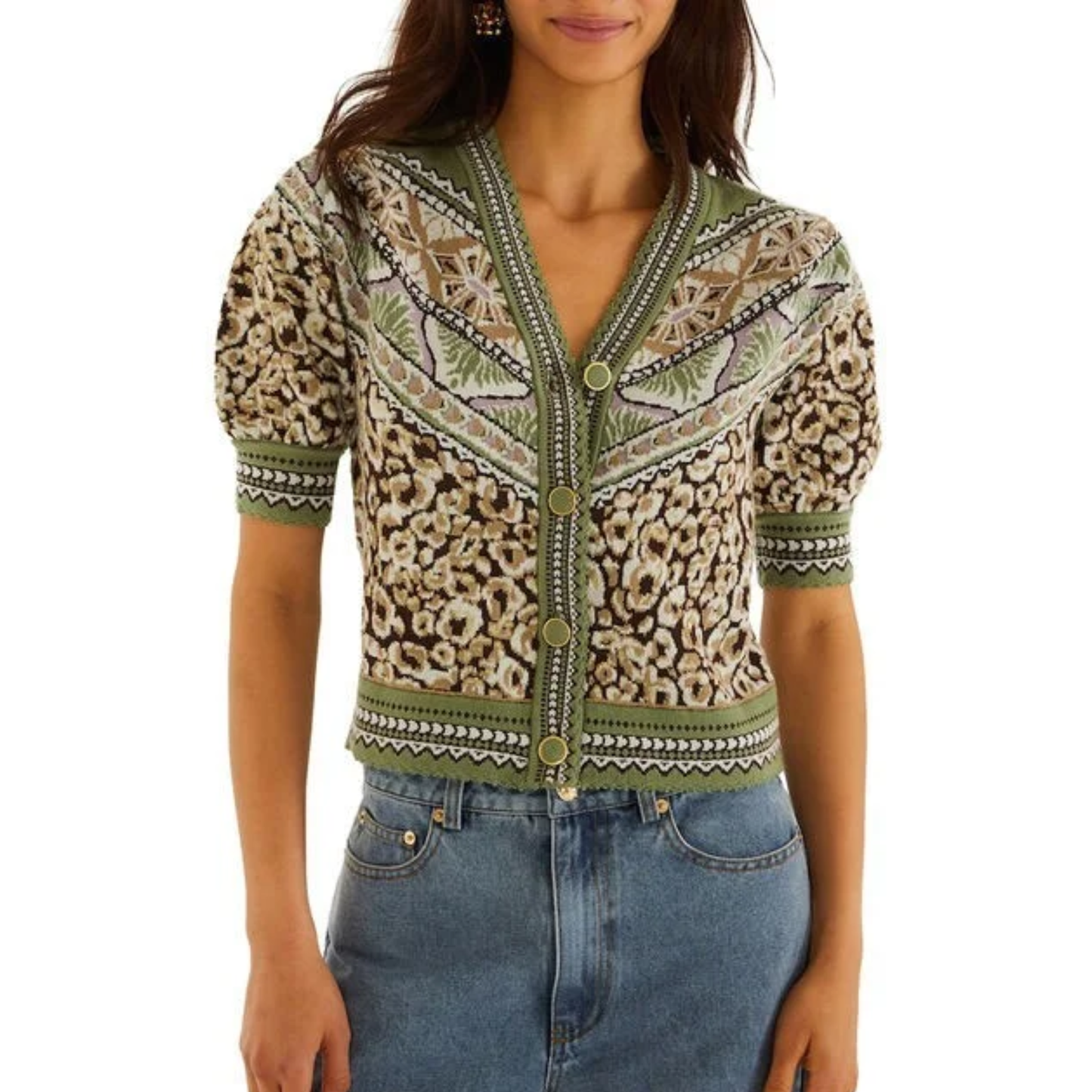 SHORT SLEEVE LEOPARD CARDIGAN