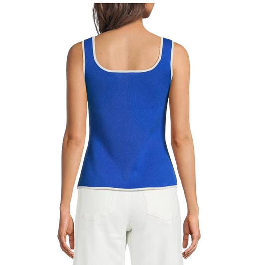 CONTRAST PIPING SWEATER VEST BLUE