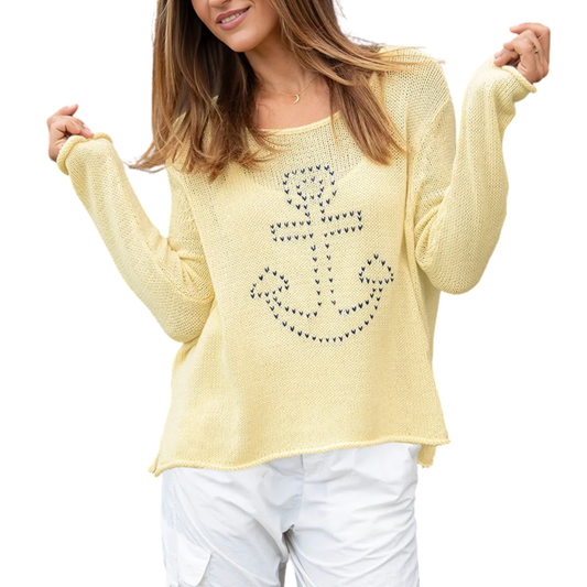 ANCHOR CREW COTTON SWEATER SUNLIGHT