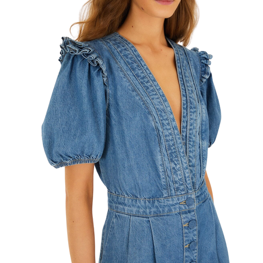 DENIM RUFFLES ROMPER