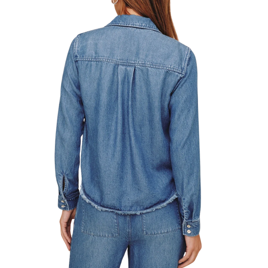 FRAY HEM CROPPED BUTTON DOWN INDIGO MIST WASH