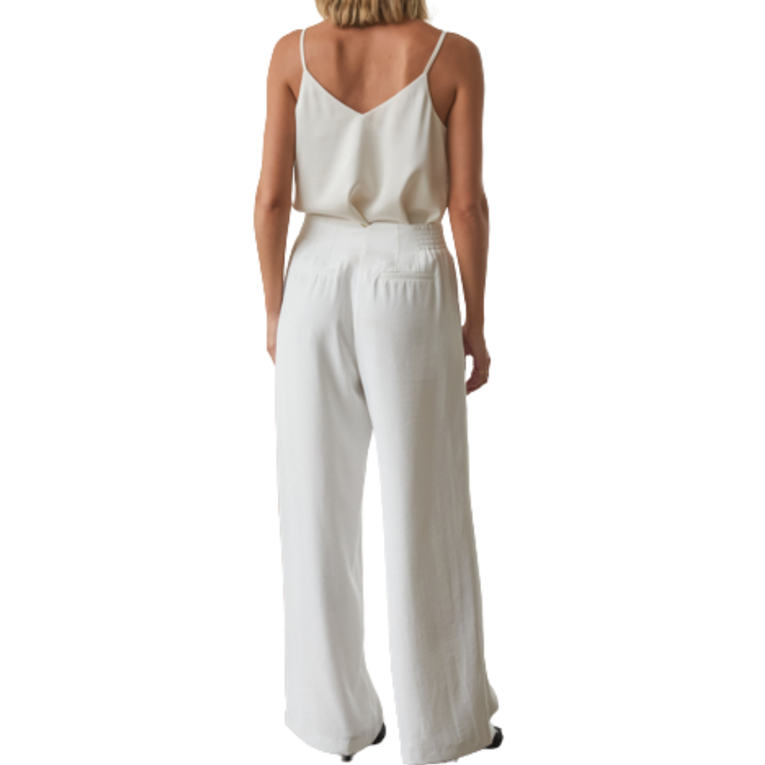PLEATED WIDE LEG PANTS WHITE