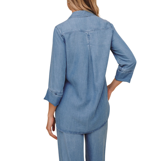 LONG SLEEVE SHIRT TAIL BUTTON DOWN INDIGO HARBOR WASH