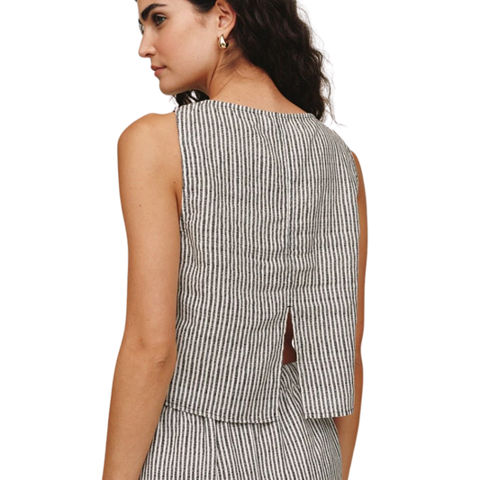 BOAT NECK SPLIT BACK HATCH STRIPE