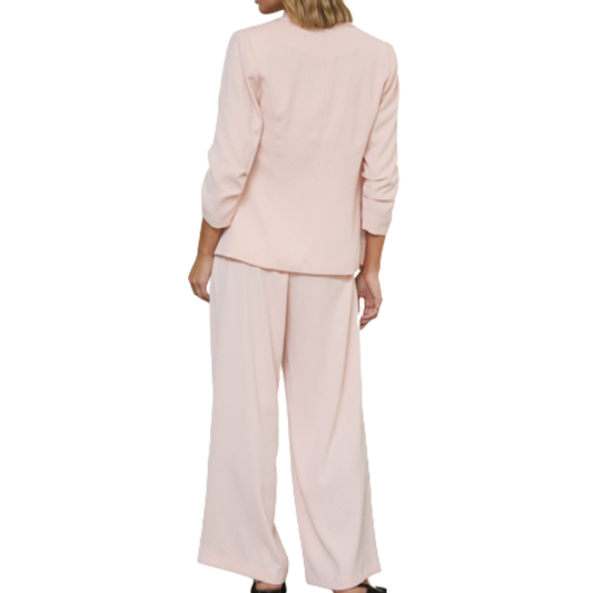 BLUSH PINK SHIRRED SLEEVE BLAZER