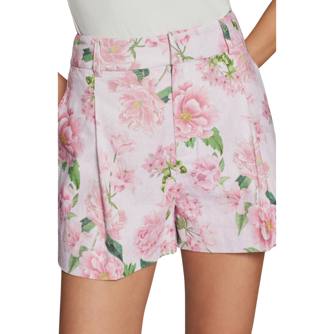 SENA FLORAL LINEN SHORTS PINK PETAL