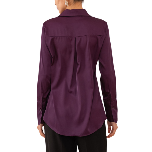 LEA SATIN SHIRT PRUNE
