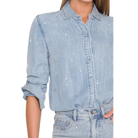 MARCELLO EMBELLISHED DENIM SHIRT