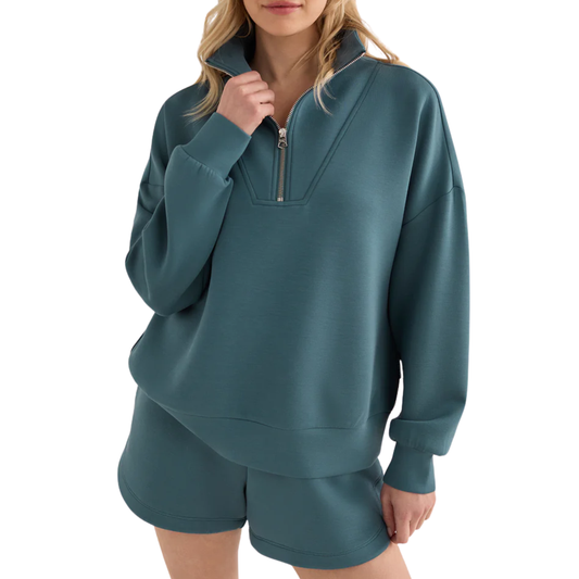 HAWLEY HALF ZIP TOP MALLARD BLUE