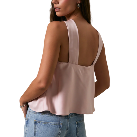 STRAPLESS SCARF SATIN TOP PINK