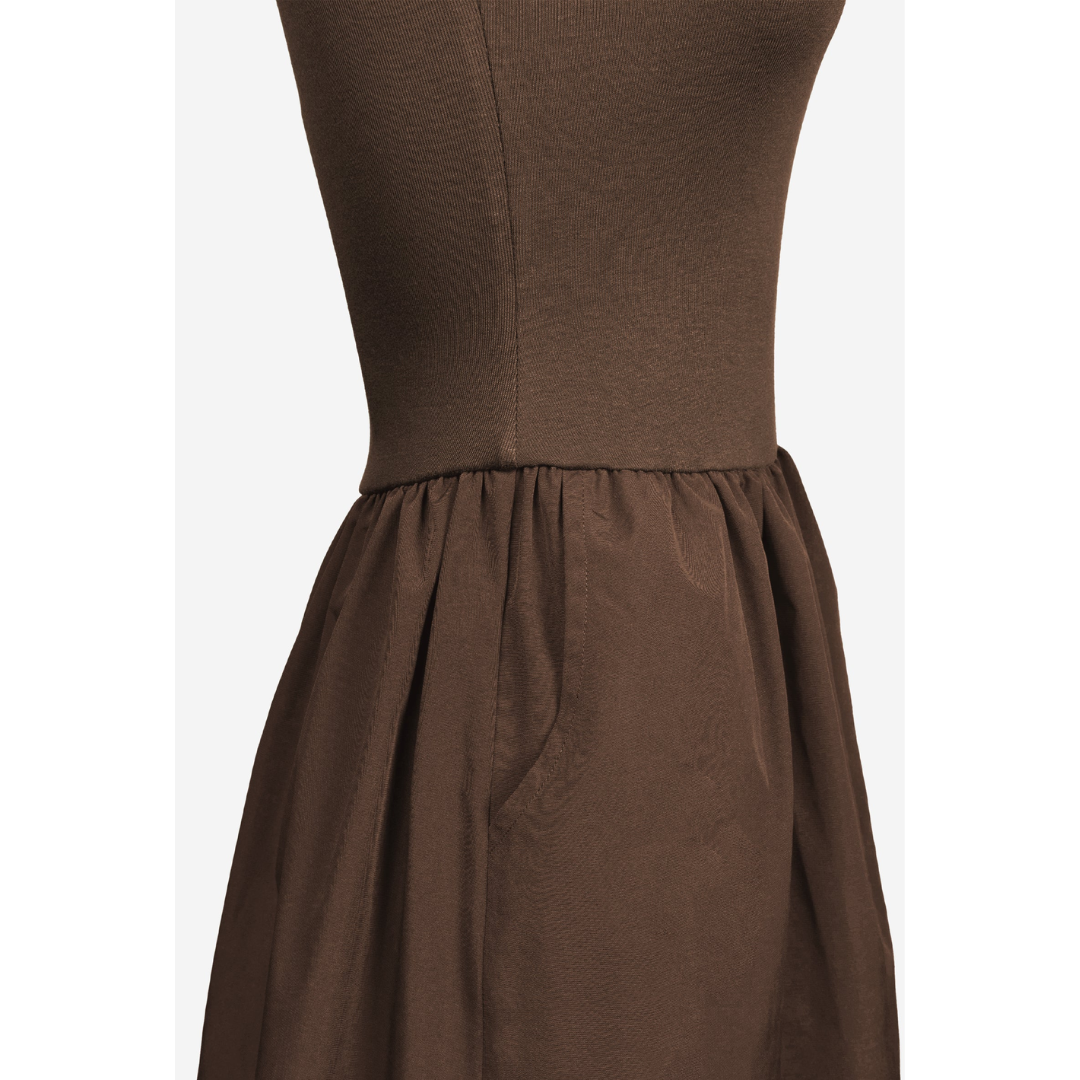 TUBE TOP MIDI DRESS DARK BROWN