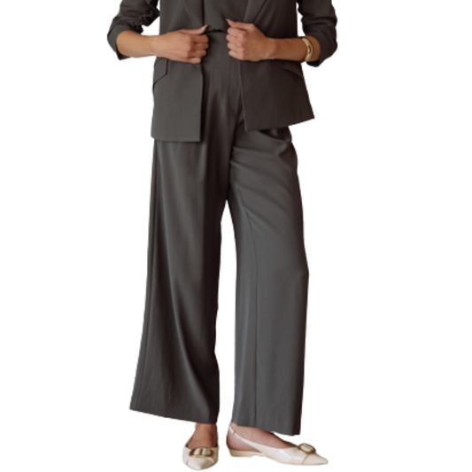 PLEATED WIDE LEG PANTS OLIVE