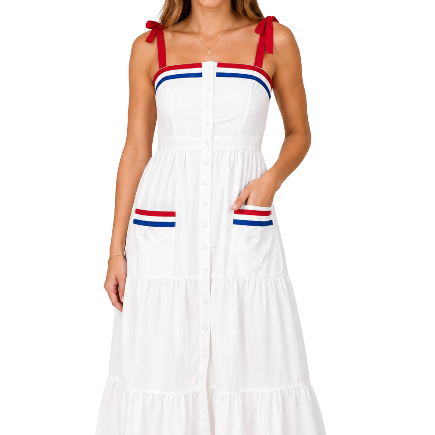 MIXED STRIPE MAXI DRESS WHITE