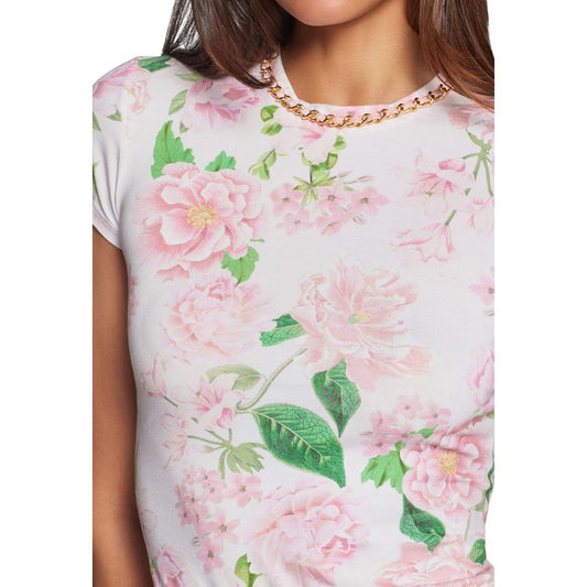 TATE FLORAL CHAIN TOP PINK PETAL