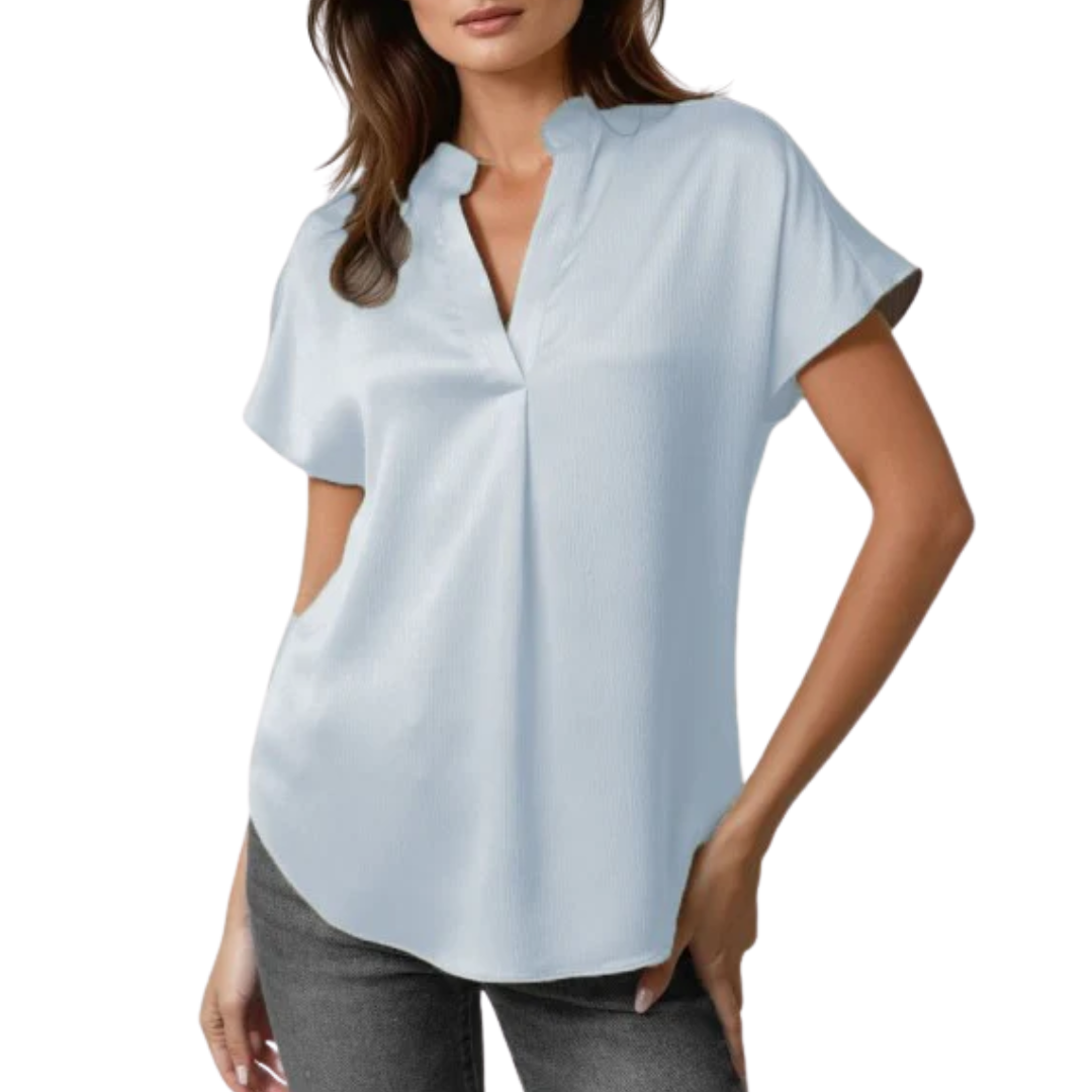 CRINKLE DROP SHOULDER BLOUSE BLUE