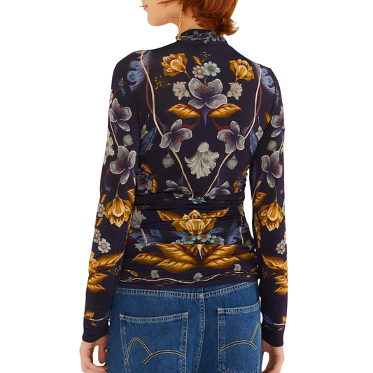 GOLDEN NATURE JERSEY BLOUSE NAVY BLUE