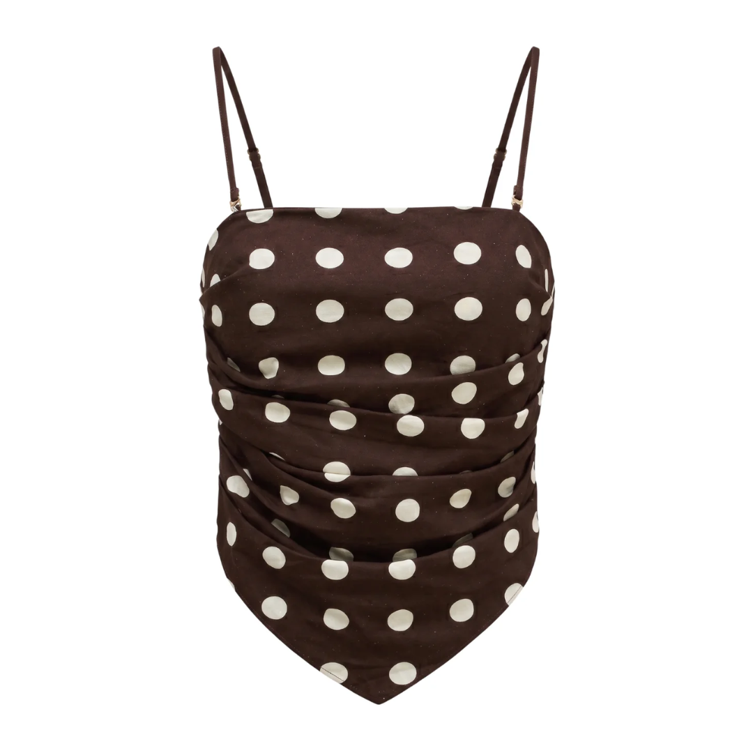 NOA TANK TOP BROWN POLKA DOT