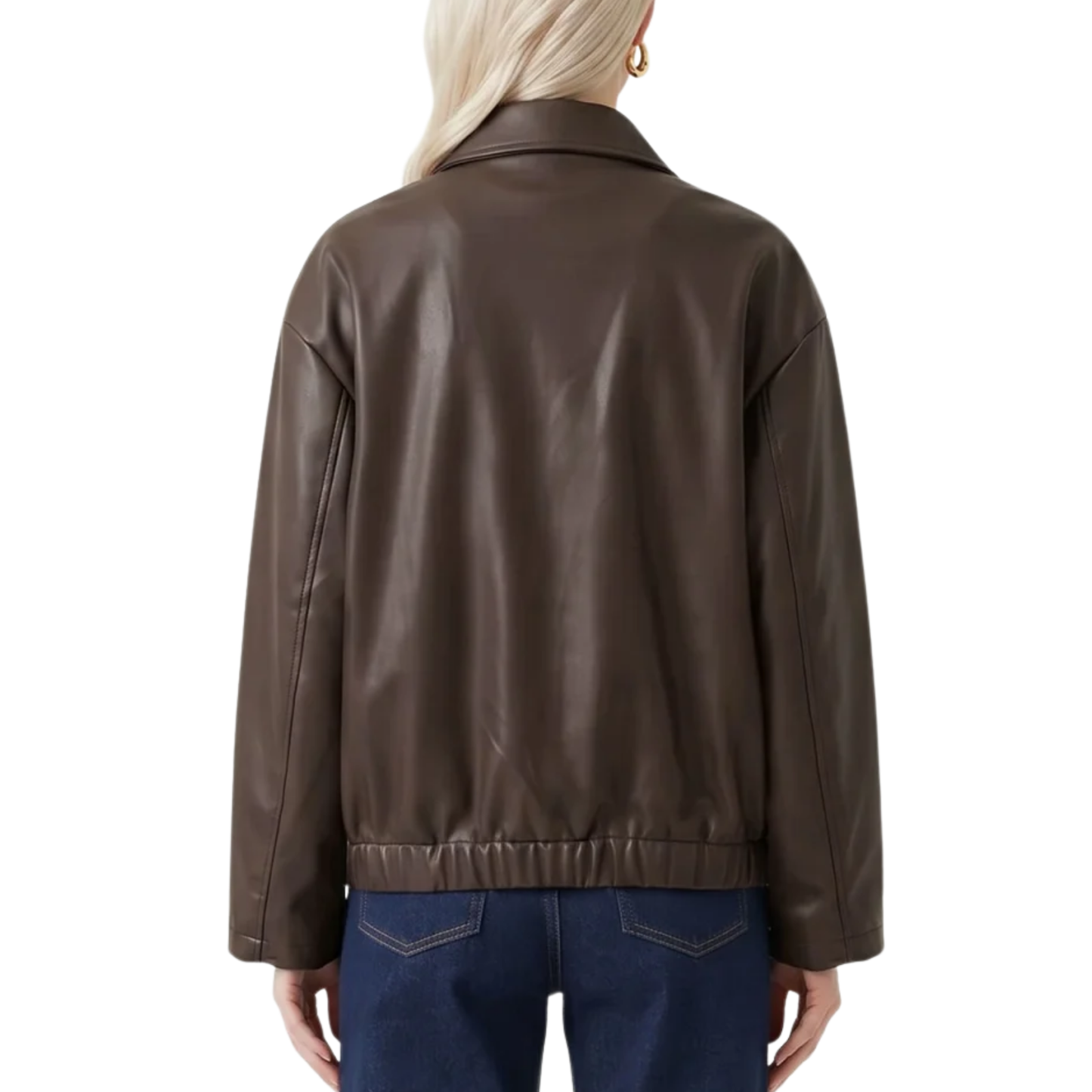 RAVEN VEGAN LEATHER BOMBER JACKET CHOCOLATE