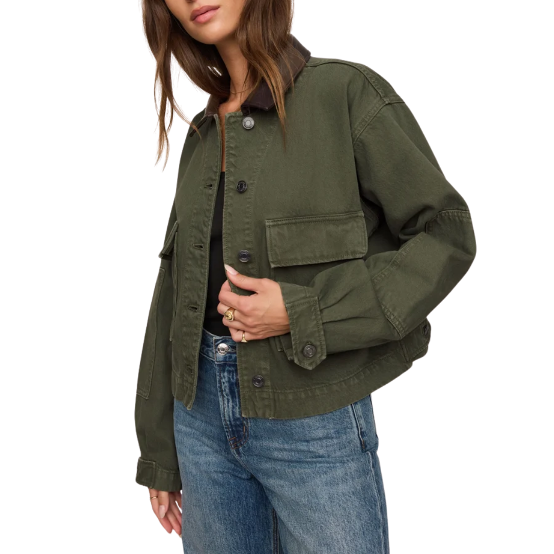 REY CROPPED CHORE JACKET DUSK SAGE