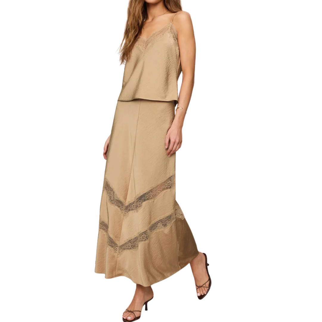KORI LACE INSET SKIRT TOAST