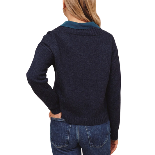 V-NECK SWEATER HEATHER QUARTZ
