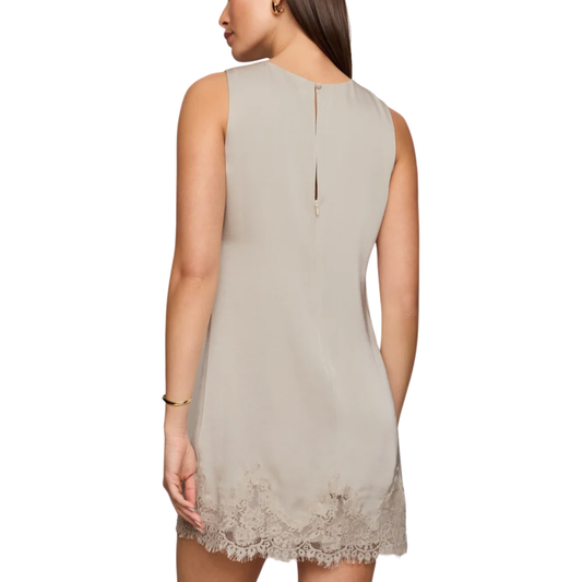 MEADOW MUSE LACE MINI DRESS FROSTED PEARL