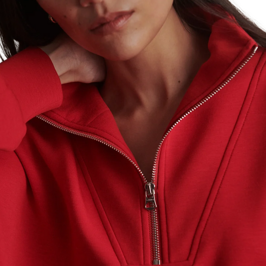 HAWLEY HALF ZIP SWEAT RED MARL