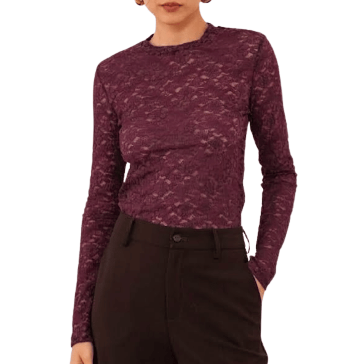 LUCY LONG SLEEVE LACE TOP PLUM