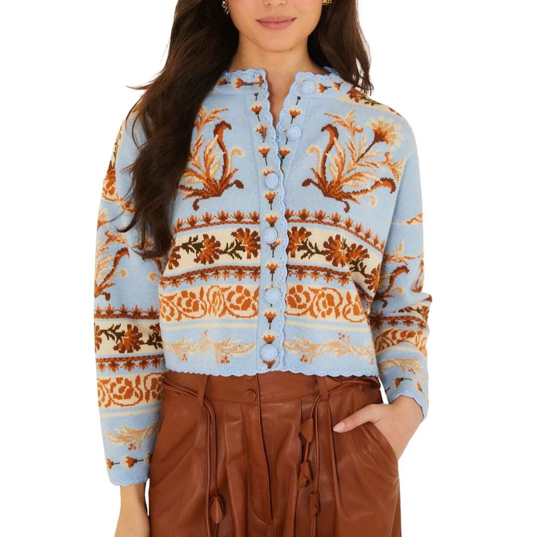 BLOOMING GARDEN KNIT CARDIGAN LIGHT BLUE
