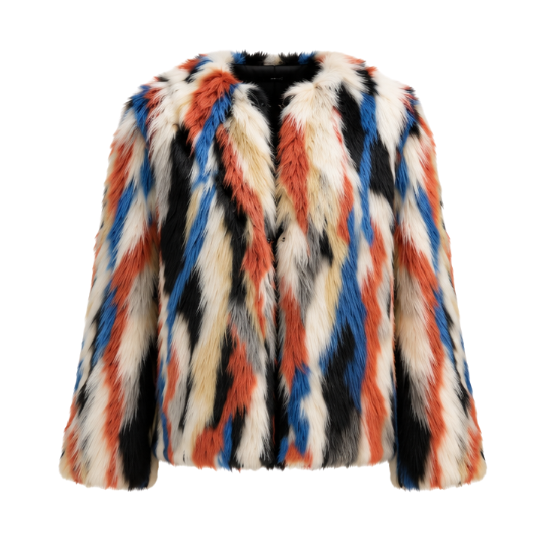 FAUX FUR CROPPED COAT MULTI