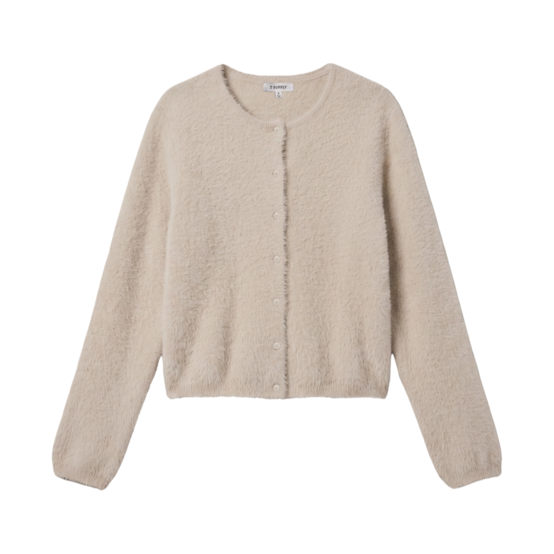 WINTERGLOW FLUFFY CARDIGAN FROSTED PEARL