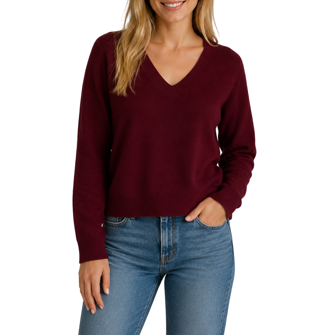 EVERYDAY V-NECK SWEATER WINE