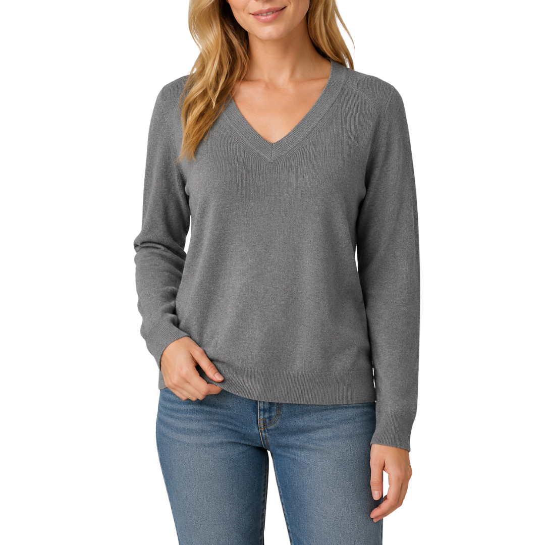 EVERYDAY V-NECK SWEATER HEATHER GREY