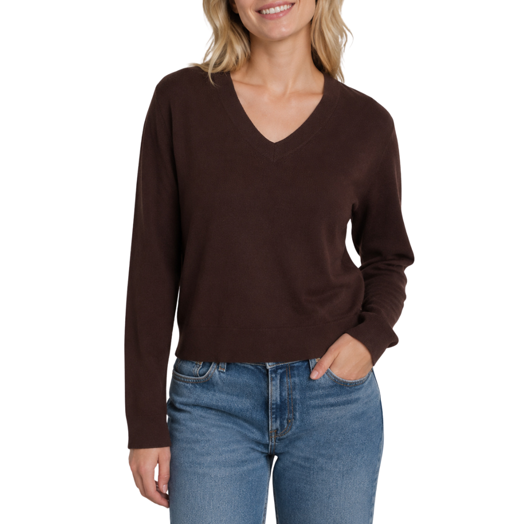 EVERYDAY V-NECK SWEATER CHOCOLATE