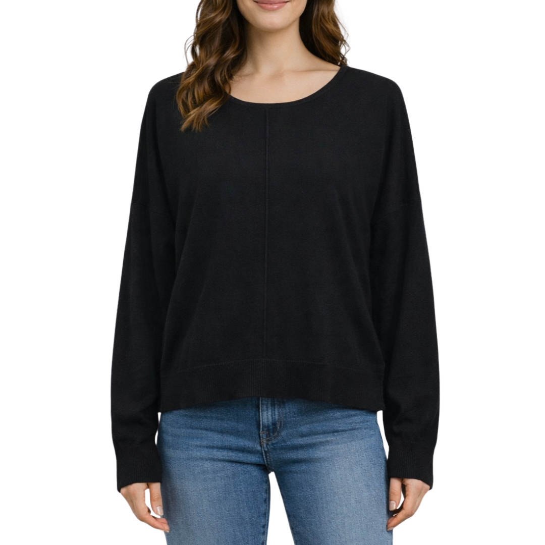 LILY ROUND NECK SWEATER BLACK
