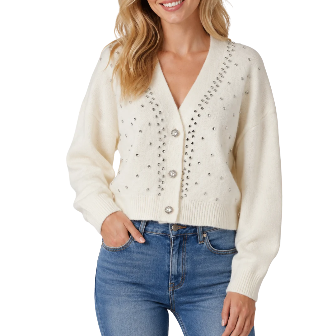 ASPEN EMBELLISHED CARDIGAN IVORY