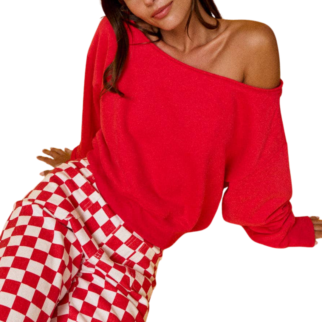 ALINA OFF SHOULDER SWEATSHIRT RED