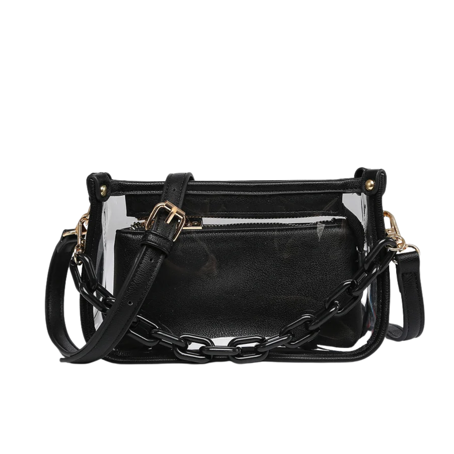 JESSICA STADIUM CHAIN STRAP BAG BLACK