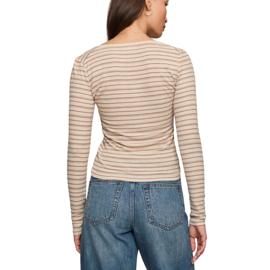 ANDIE STRIPED HENLEY LIGHT OATMEAL HEATHER